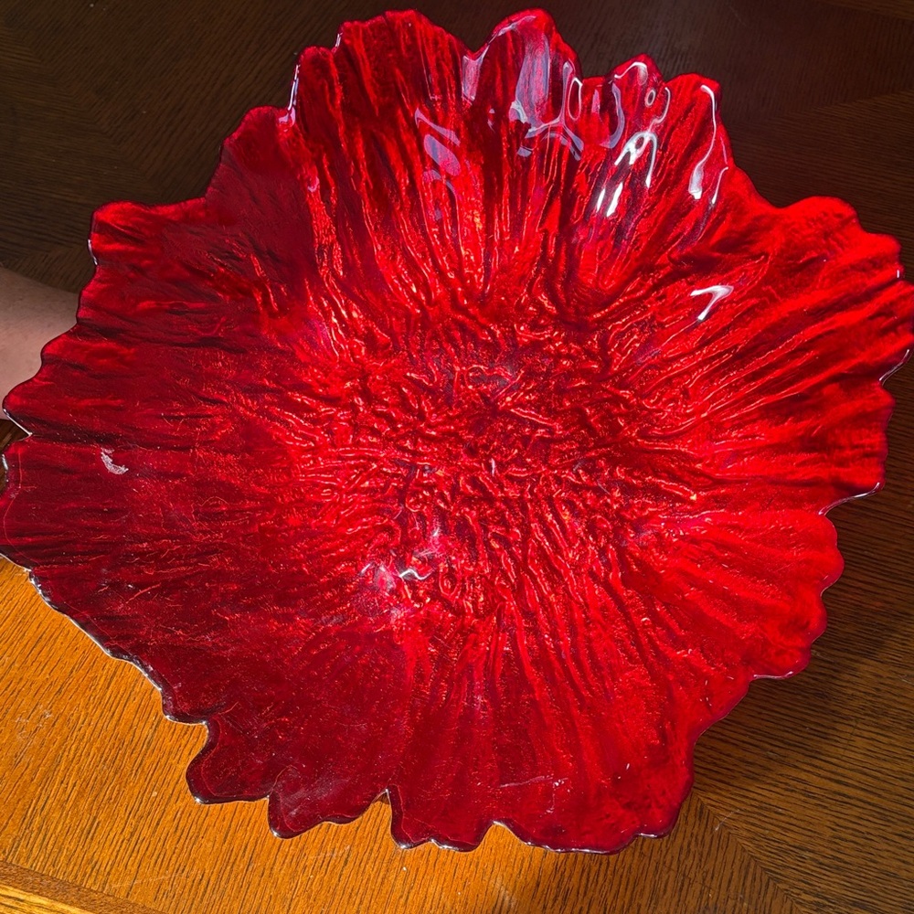 Crimson Blossom Ceramic Art Bowl